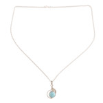 Larimar pendant necklace, 'Charismatic Leaf' - Leaf-Themed Larimar Pendant Necklace from India