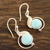 aretes colgantes Larimar - Pendientes colgantes de larimar con motivos de hojas de la India