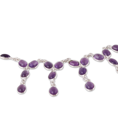Amethyst waterfall necklace, 'Luxurious Luster' - Purple Amethyst Waterfall Necklace from India