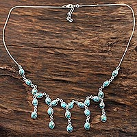 Composite turquoise waterfall necklace, 'Luxurious Luster' - Composite Turquoise Waterfall Necklace from India