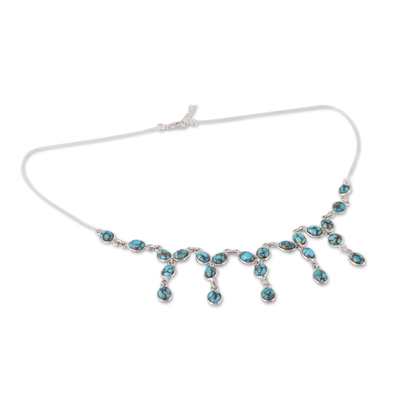 Composite Turquoise Waterfall Necklace from India