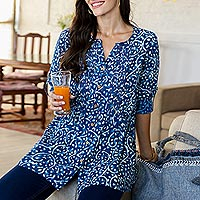 Featured review for Block-printed cotton tunic, Indigo Jungle