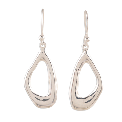 Sterling silver dangle earrings, 'Beautiful Abstraction' - Abstract Sterling Silver Dangle Earrings Crafted in India
