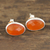 Carnelian button earrings, 'Sparkling Eggs' - Egg-Shaped Carnelian Button Earrings from India