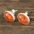 Carnelian button earrings, 'Sparkling Eggs' - Egg-Shaped Carnelian Button Earrings from India