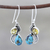 Citrine dangle earrings, 'Two Teardrops' - Citrine and Composite Turquoise Teardrop Dangle Earrings