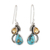 Citrine and composite turquoise dangle earrings, 'Two Teardrops' - Citrine and Composite Turquoise Teardrop Dangle Earrings