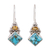 Citrine and composite turquoise dangle earrings, 'Sky Fragments' - Citrine and Composite Turquoise Dangle Earrings from India