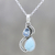 Blue topaz and larimar pendant necklace, 'Two Teardrops' - Blue Topaz and Larimar Teardrop Pendant Necklace from India