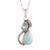 Blue topaz and larimar pendant necklace, 'Two Teardrops' - Blue Topaz and Larimar Teardrop Pendant Necklace from India