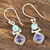 Lapis lazuli dangle earrings, 'Enchanting Duo' - Lapis Lazuli and Composite Turquoise Dangle Earrings