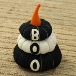 Wool felt decorative accent, 'Boo' - Halloween-Themed Wool Felt Pumpkin Decorative Accent