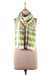 Block-printed silk scarf, 'Autumn Flowers' - Block-Printed Floral Silk Wrap Scarf from India