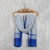 Fular de seda con estampado de bloques - Bufanda cruzada de seda geométrica de lapislázuli y marfil de la India