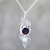 Garnet and cultured pearl pendant necklace, 'Misty Elegance' - Leafy Garnet and Cultured Pearl Pendant Necklace from India