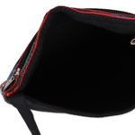 Cotton sling bag, 'Geometric Pattu' - Geometric Cotton Sling in Black and Multicolor from India