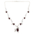 Garnet and cultured pearl pendant necklace, 'Enthralling Beauty' - Leaf Motif Garnet and Cultured Pearl Necklace from India