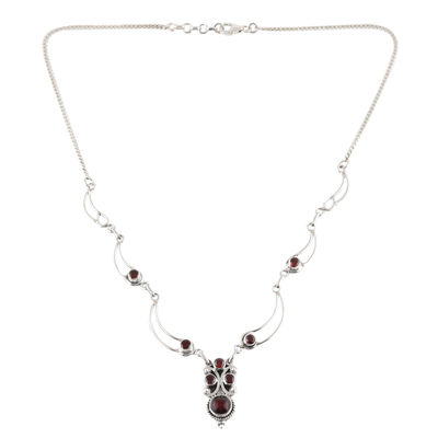 Halskette mit Granat-Anhänger, „Radiant Princess“ – Halskette mit natürlichem Granat-Gliederanhänger aus Indien