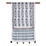 Block-printed cotton scarf, 'Bouquet Bliss' - Floral Block-Printed Cotton Wrap Scarf from India