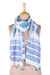 Block-printed cotton scarf, 'Pure Bouquet' - Turquoise and Lapis Floral Cotton Scarf from India