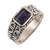 Men's single-stone ring, 'Majestic Strength' - Men's Iolite and Sterling Silver Single-Stone Ring (image 2c) thumbail