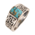 Men's sterling silver band ring, 'Bold Vine' - Men's Composite Turquoise Sterling Silver Band Ring (image 2c) thumbail