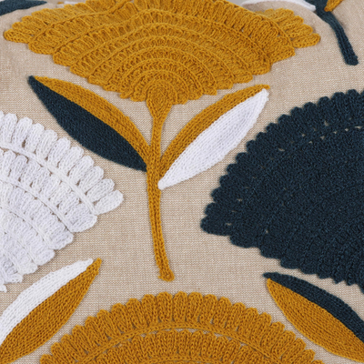 Kissenbezüge aus Baumwolle, (Paar) - Geblümte Kissenbezüge aus Baumwolle mit Quasten aus Indien (Paar)
