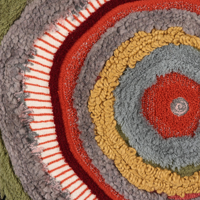 Fundas de cojín de algodón bordadas, 'Abstract Sun' (par) - Fundas de cojín de algodón bordadas con motivo circular (par)