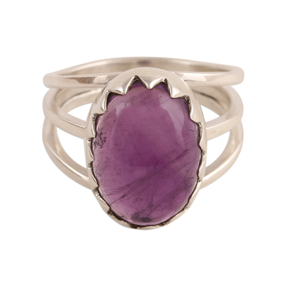 Oval Amethyst Cocktail Ring Crafted in India