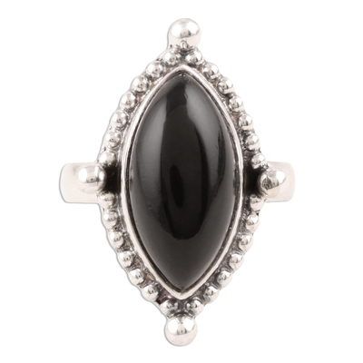 Black Onyx Cabochon Cocktail Ring