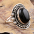 Onyx cocktail ring, 'Intrinsic' - Black Onyx Cocktail Ring from India