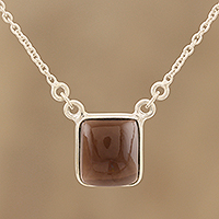 Smoky Quartz Pendant Necklace Crafted in India,'Deep Charm'