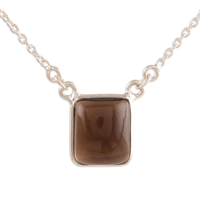 Smoky Quartz Pendant Necklace Crafted in India