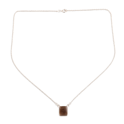 collar con colgante de cuarzo ahumado - Collar con colgante de cuarzo ahumado elaborado en la India