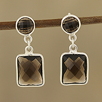 Featured review for Smoky quartz dangle earrings, Glittering Delight