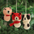 Wool felt ornaments, 'Panda Charm' (set of 3) - Wool Felt Panda Ornaments from India (Set of 3) (image 2) thumbail