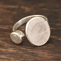 Rose quartz and labradorite wrap ring, 'Stylish Allure' - Rose Quartz and Labradorite Wrap Ring from India