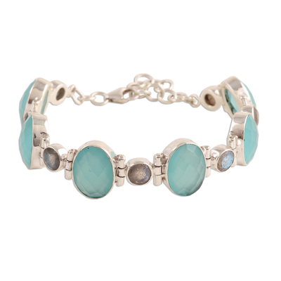 26-Carat Chalcedony and Labradorite Link Bracelet from India