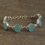 Chalcedony and labradorite link bracelet, 'Fabulous Alliance' - 26-Carat Chalcedony and Labradorite Link Bracelet from India