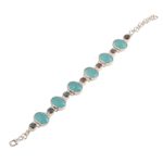Chalcedony and labradorite link bracelet, 'Fabulous Alliance' - 26-Carat Chalcedony and Labradorite Link Bracelet from India