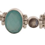 Chalcedony and labradorite link bracelet, 'Fabulous Alliance' - 26-Carat Chalcedony and Labradorite Link Bracelet from India
