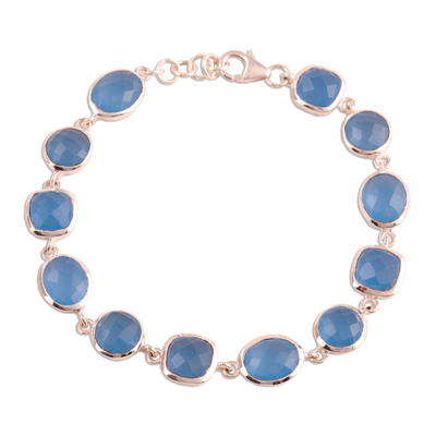 31.5-Carat Blue Chalcedony Link Bracelet from India