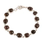 Smoky quartz link bracelet, 'Dazzling Princess' - 31.5-Carat Smoky Quartz Link Bracelet from India