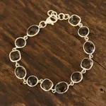 Smoky quartz link bracelet, 'Dazzling Princess' - 31.5-Carat Smoky Quartz Link Bracelet from India
