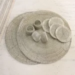 Glass beaded table set, 'Elegance in Silver' (12 pieces) - Glass Beaded Table Setting in Silver from India (12 Piece)