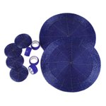 Glass beaded table set, 'Elegance in Blue' (12 piece) - Glass Beaded Table Setting in Blue from India (12 Piece)