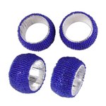 Glass beaded table set, 'Elegance in Blue' (12 piece) - Glass Beaded Table Setting in Blue from India (12 Piece)