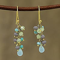 Featured review for Gold plated chalcedony cluster earrings, Fruit of the Tropics