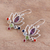 Multi-gemstone dangle earrings, 'Lotus Chakra' - Floral Multi-Gemstone Chakra Dangle Earrings from India (image 2b) thumbail
