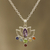Multi-gemstone pendant necklace, 'Lotus Chakra' - Floral Multi-Gemstone Chakra Pendant Necklace from India